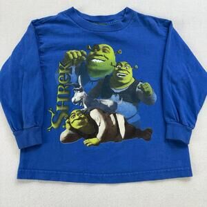 Vintage 2004 Shrek 2 Movie Promo Long Sleeve Shirt Youth Size 4T Blue